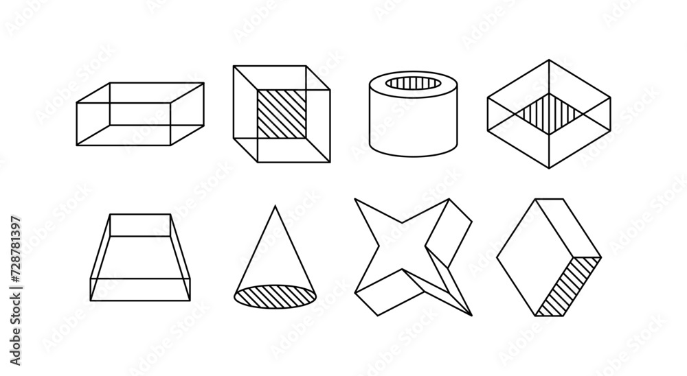 Wall mural geometric line elements set. patterns from rounds. ui and ux design. minimalistic creativity and art