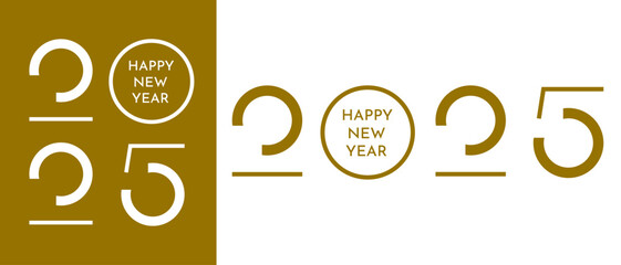 2025 logo text design. 2025 number design template. Happy New Year 2025 symbol.