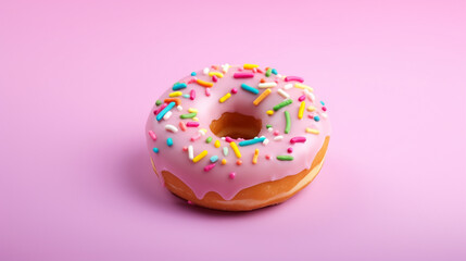 donut with sprinkles isolated on pink