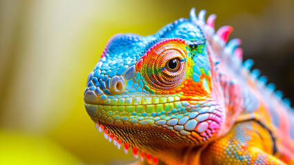 Fototapeta premium A colorful fantasy animals. Beautiful extreme close-up. exotic nature background and texture. Concept of natural splendor. bright animal.