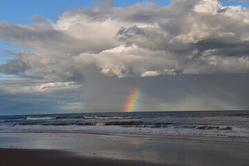Rainbow over the sea, Curracloe Beach, Coolrainey, Curracloe, County Wexford, Ireland