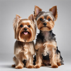 yorkshire terrier puppies on white
