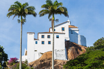 Fototapeta na wymiar Penha Convent during a beautiful sunny day. One of the oldest religious sanctuaries in Brazil, located in the municipality of Vila Velha, state of Espírito Santo.