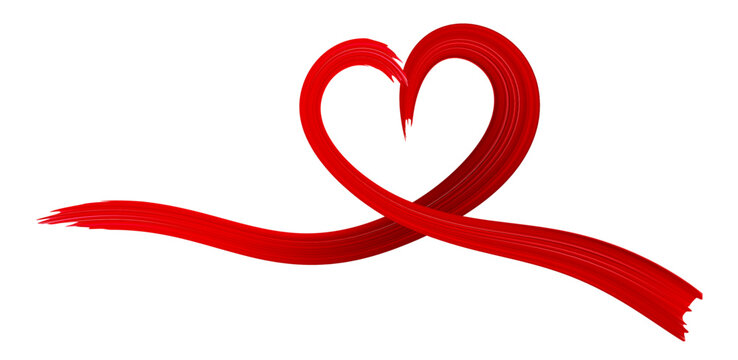 A striking red heart illustration with a fluid, brushstroke design on a white background.