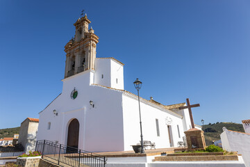 Fototapeta na wymiar Iglesia Nuestra Señora De Las Flores (Our Lady of Flowers Church) in Sanlucar de Guadiana village in Huelva province, Andalusia, Spain, on the banks of Guadiana river