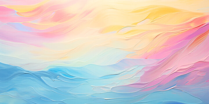 Fuzzy pink blue yellow background gradient. Abstract ocean waves sunset with gentle brushstrokes. Illustration by Vita for mobile, web graphic resource 