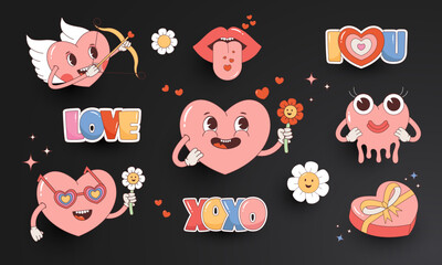 Happy Valentine's Day. Sticker, badge, emblem and icon design creative cute cartoon vector illustration.