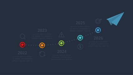 Timeline infographic with 5 elements, template for web, business, presentations. Template for web on a background.