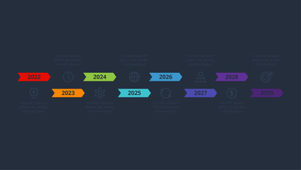 Timeline infographic with 8 elements, template for web, business, presentations. Template for web on a background.