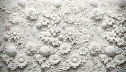 Fototapeta premium Composition florale monochrome blanc