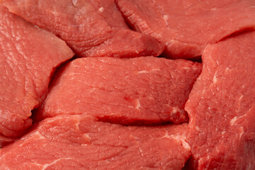 Fototapeta premium Veal pieces raw isolated on white background.