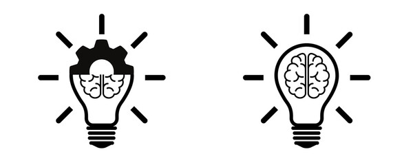 Knowledge Icon Set on transparent background, Setting and brain icon Set