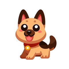 Cute German Shepherd Dog logo, cartoon style, isolated.