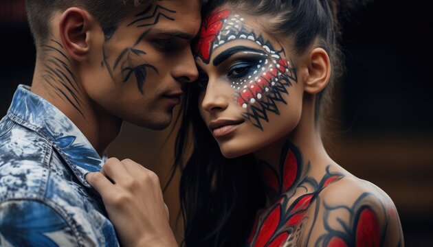 Man and Woman With Face Paint