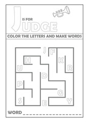 Maze Alphabet worksheet For kids vector