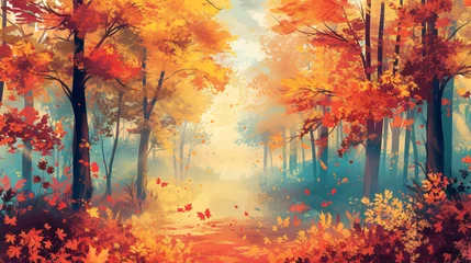 Papier Peint photo Corail Beautiful autumn landscape with colorful foliage.