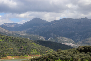 Fototapeta na wymiar A rural landscape in Crete island.Mountainous region 