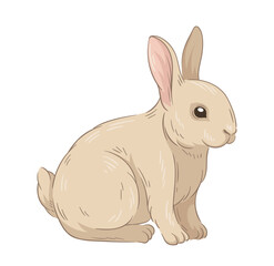 Cute fur rabbit concept. Sketch of forest dweller. Hand drawn art. Adorable bunny. Wildlife and fauna. Template and layout. Cartoon flat vector illustration isolated on white backgroun