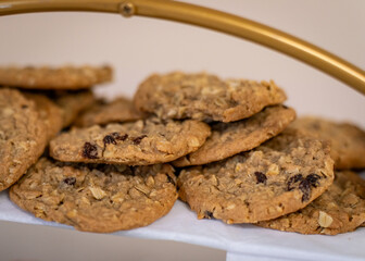 Delicious plate of oatmeal raisin cookies