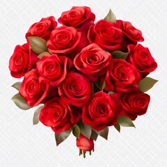 Red Roses on white Background. Valentines Day. Love.