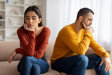 Upset Young Man And Woman Offended To Each Other After Argue At Home