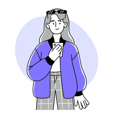 illustration of woman character with phone