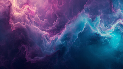A cosmic explosion of swirling nebulas in shades of deep plum and cosmic teal, captured artistically on a polished marble surface.  - obrazy, fototapety, plakaty