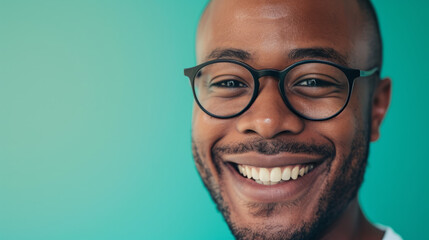 Fototapeta premium Closeup Portrait of a smiling african american and white guy against a green studio background