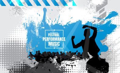 Music event concept for internet banners, social media banners, headers of websites, vector illustration  - 728798785