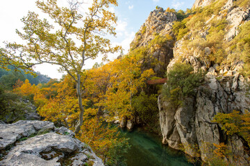 Obraz premium Yazili Canyon ( Yazili Kanyon ) is in the Sutculer, Isparta,with its lakes and the picturesque views of the area, and also the rich variety of flora and fauna.