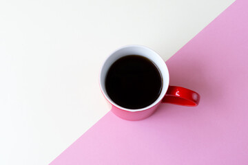 Obraz na płótnie Canvas High angle view of a cup of coffee
