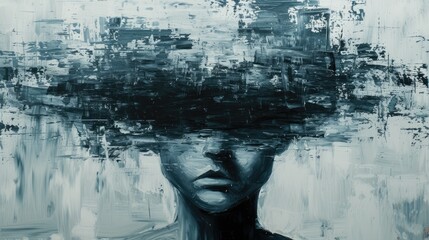 abstract art of depressed peron, concept of depression, and social anxiety - obrazy, fototapety, plakaty