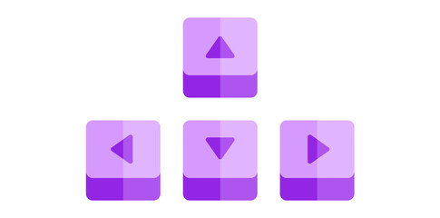 Gradient Keyboard Keys Icon, Up, Down, Right, Left, Computer Keyboard Arrows Vector Illustration.