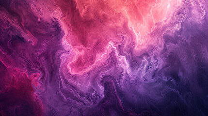 A marble slab with an abstract painting in shades of pink and purple, resembling a beautiful aurora. 
