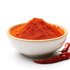 Chili powder on a bowl isolated on a white background