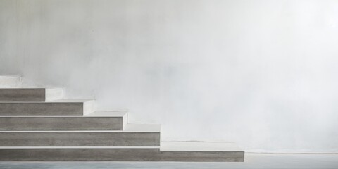 Minimal style white concrete stairs and wall from the side, with copy space, symbolizing success.