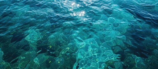 Beautiful view blue sea water surface. AI generated image - obrazy, fototapety, plakaty