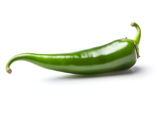Fresh green jalapeño chilli pepper on white background 
