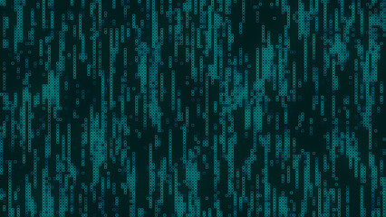 Turquoise mosaic background in technology concept. Abstract green LED squares. Technology digital square turquoise color background. Green pixel grid background. 3D rendering