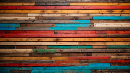 Wooden multi colored wall. Cracked paint. Pattern