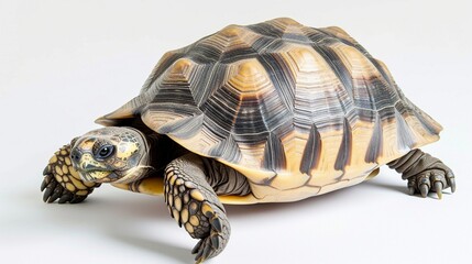 Fototapeta premium A beautiful image of a turtle isolated on a plain white background. turtle on white background
