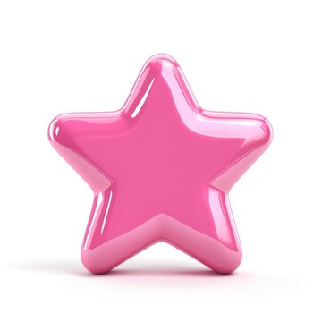 3D review icon with pink color, isolated on a white background