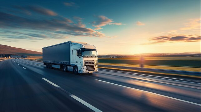 Truck on the highway. Generative Ai.