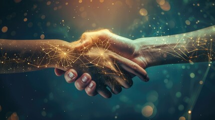 a handshake between two individuals, embodying the shift from virtual interactions to genuine connections in the physical world.