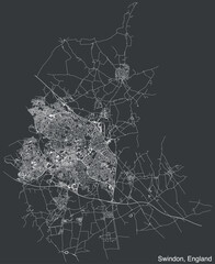 Detailed hand-drawn navigational urban street roads map of the United Kingdom city township of SWINDON, ENGLAND with vivid road lines and name tag on solid background
