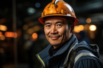 Technical Proficiency: An Asian Industry Maintenance Engineer Strikes a Confident Pose, Signifying Mastery and Precision in Their Maintenance Responsibilities