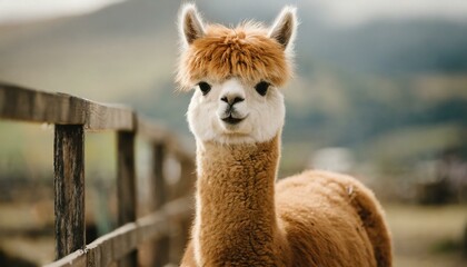 A cute alpaca posing, llama similar beautiful animal