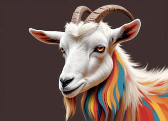 Colorful Abstract Art of Majestic Goat
