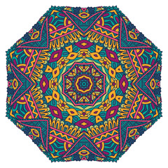 Tribal indian flower ethnic seamless design. Festive colorful mandala pattern ornament.