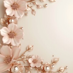 Elegant floral background with flowers and pearls. Vector illustration.AI.